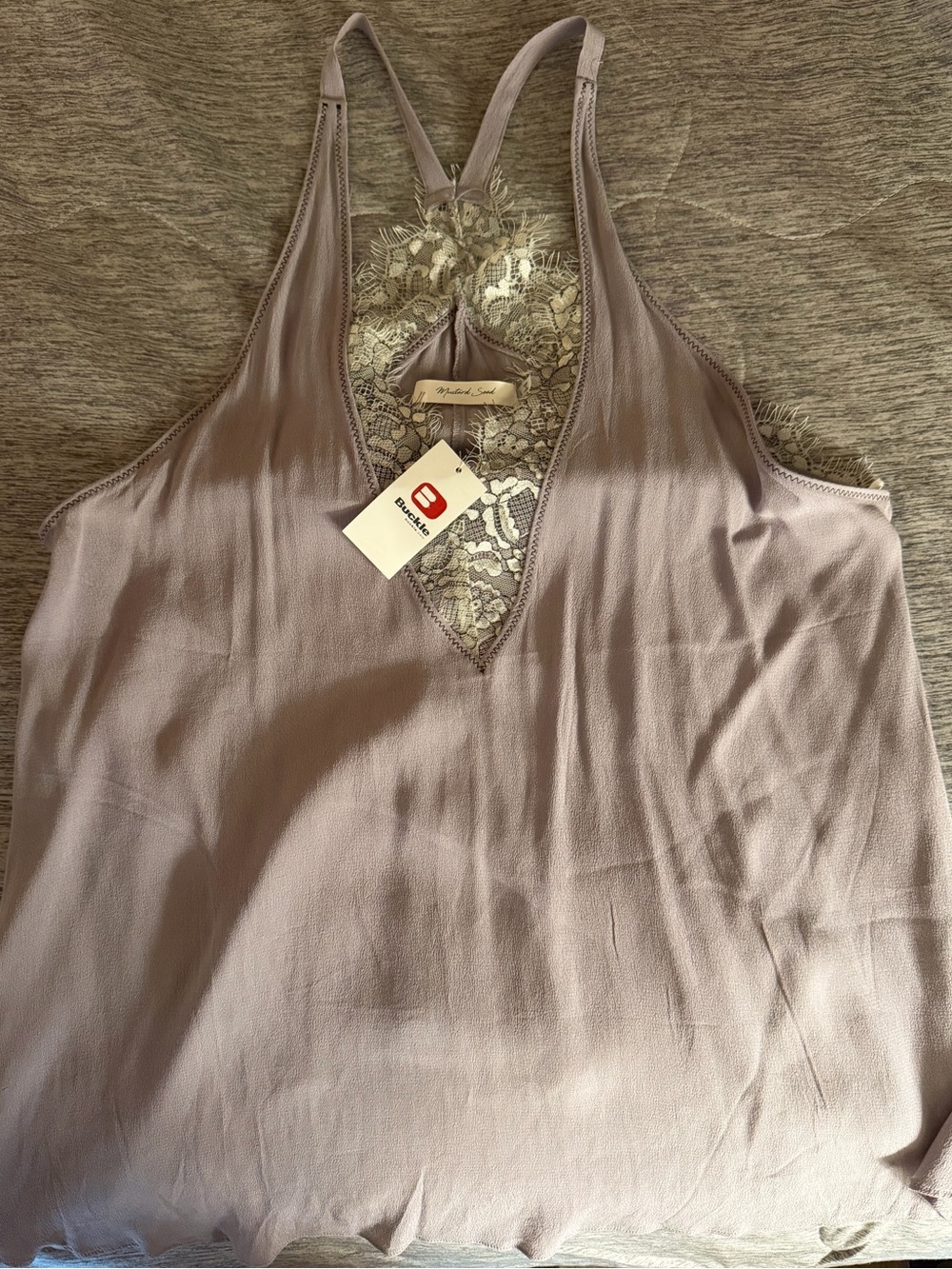 Mustard Seed Lace-Trim Satin Camisole - Mauve